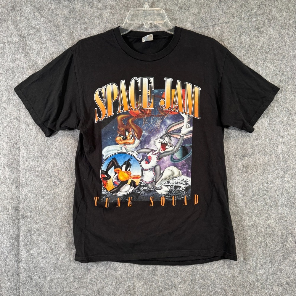 Vtg Y2k Space Jam T Shirt Mens Medium Black Bugs Daffy Looney Tunes Tune Squad